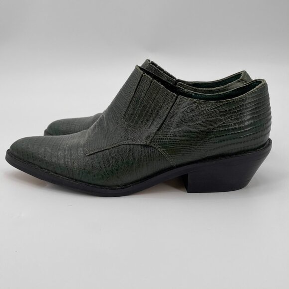 Vintage Western Green Leather Pointed Ankle Booties Ankle Boots Ashley | 5/5.5 - Picture 5 of 15